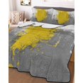 thumbnail image 3 of Quilts Twin-XL Size Bedding Set, Yellow Cement Gray Lightweight Quilted Comforter, Modern Abstract Art Yellow Soft Reversible Bedspread Coverlet with Pillow Covers for All Season, 68" x 98", 3 of 7