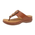 thumbnail image 2 of Women’s Casual Summer Slide Sandals Beaded Toe Ring Wedge Heel Slip-On Comfortable Cushioned Footbed Beach Outdoor Daily Wear Brown, 2 of 9