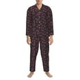 thumbnail image 3 of Sikiie Red Hearts Print Mens Pajama Set, Soft Warm Long Sleeve Sleepwear, Cozy Button-Down Pjs for Men-Medium, 3 of 7