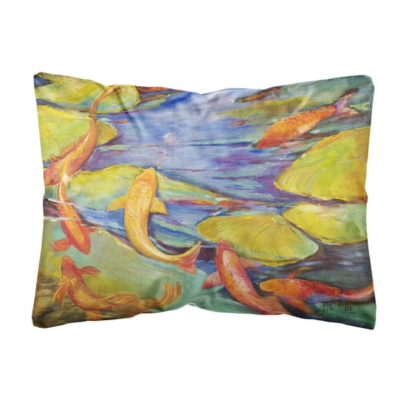 Carolines Treasures JMK1115PW1216 Koi Canvas Fabric Decorative Pillow  12H x16W multicolor