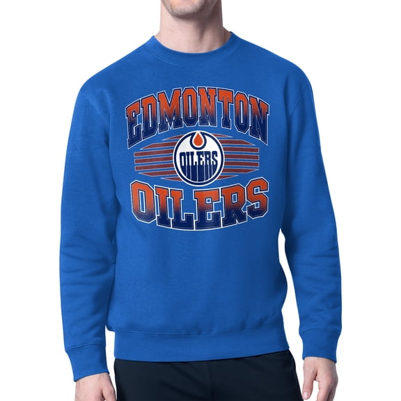 Men's Starter Royal Edmonton Oilers Team Grit Graphic Fleece Pullover Sweatshirt