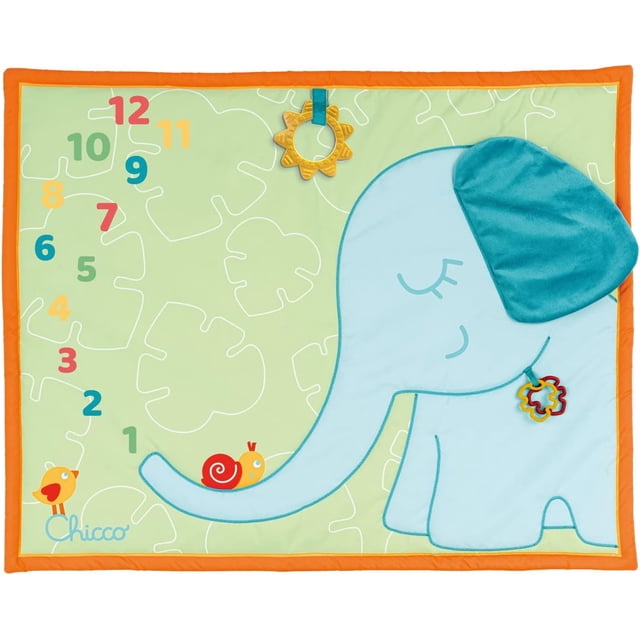 YUAOD lfombra Fotográfica Mensual, Alfombra de Juegos en Tejido Reciclado, con Números y Juguetes, Fotos Bebés por Meses, Idea Recién Nacido, Juguetes de Bebés 0 Meses, Elefante Multicolor