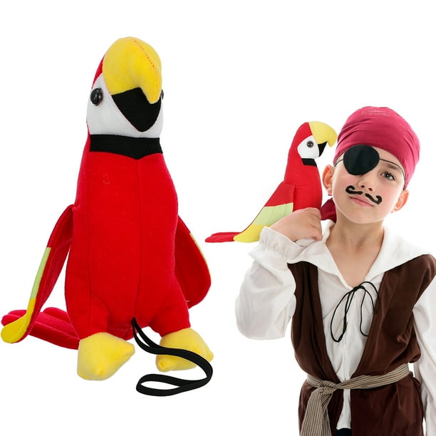 1 conjunto Pirate Parrot Prop Plush Animal Toy adorable lorado pirata en el hombro disfraz de pirata
