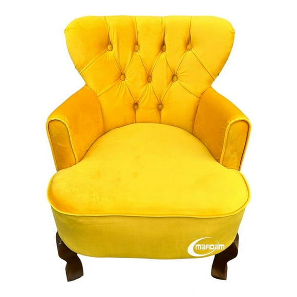 Sillon Vintage Individual Terciopelo Amarillo