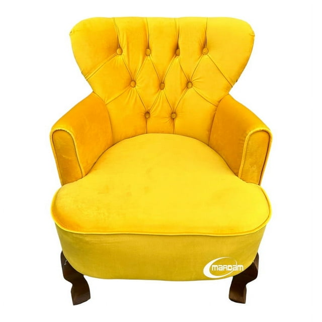 Sillon Vintage Individual Terciopelo Amarillo