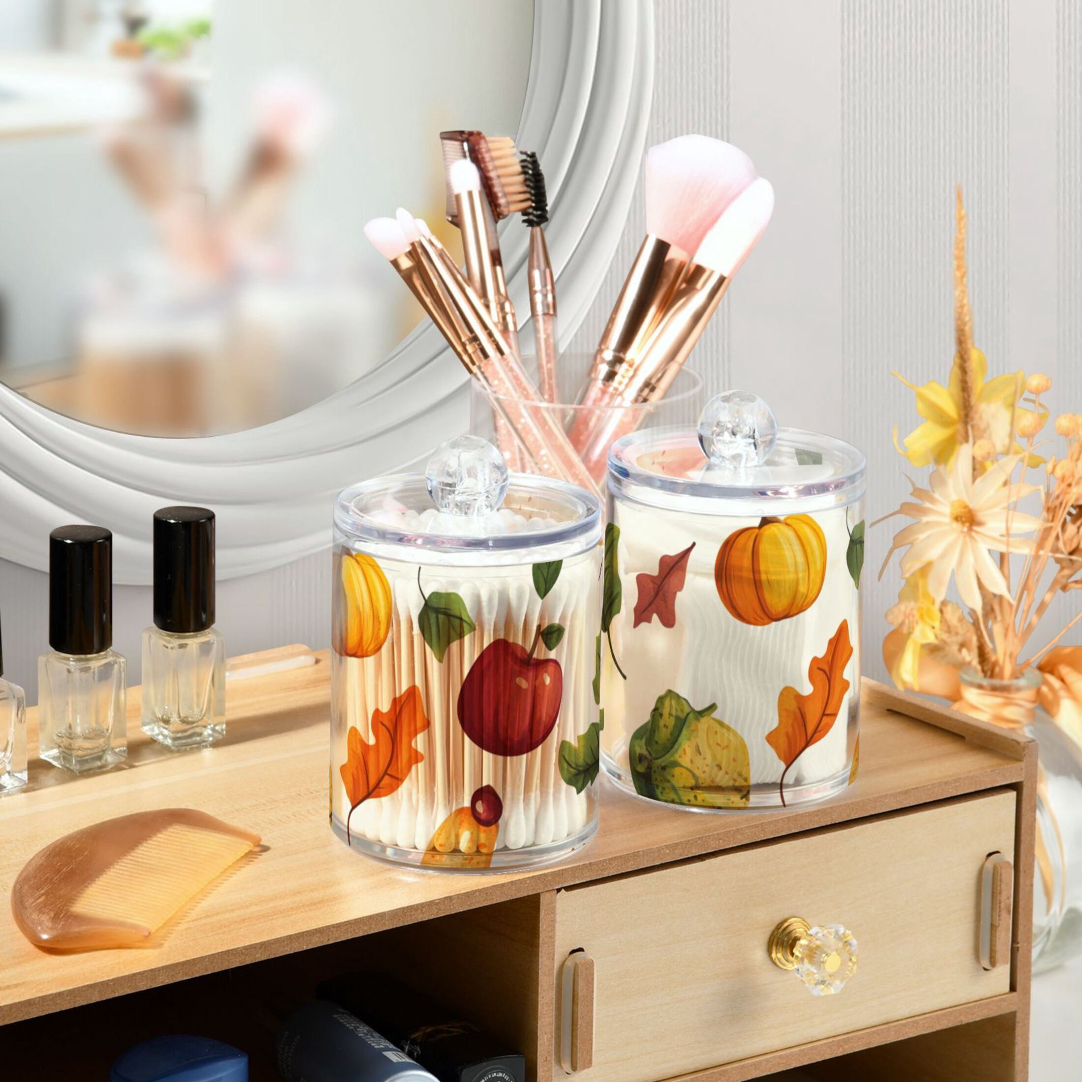 Ckdifva Thanks Giving Vegetable Storage Jar with Lid Acrylic Organization Storage Containers Set of 4