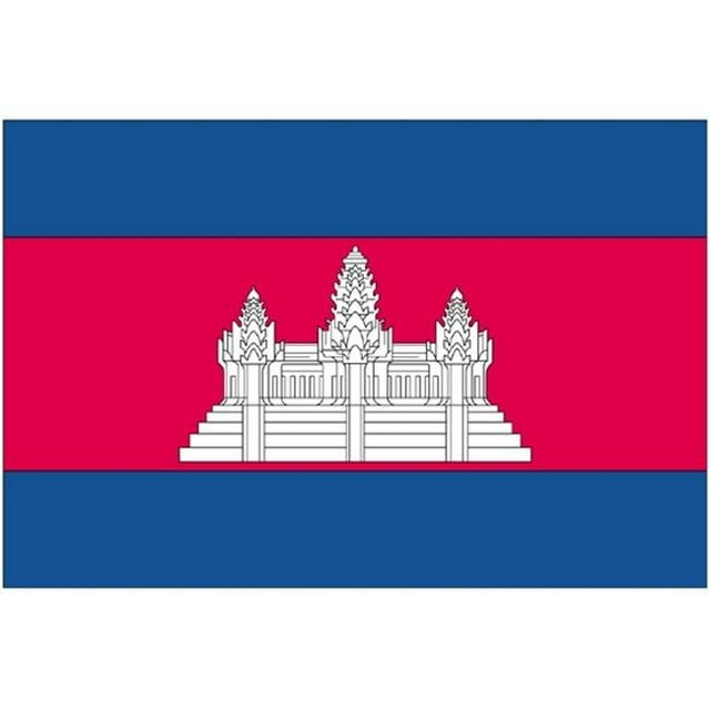 Annin Flagmakers 191201 Drapeau Nyl-Glo Cambodia 5 Pi. X 8 Pi.