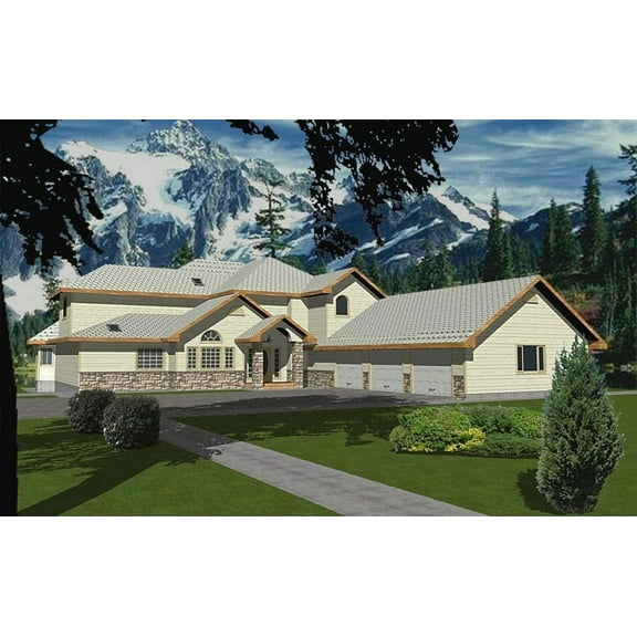 001-3054: Luxury Country 6 Bed, 5 Bath Luxury Home Plan, 5241 Sq Ft: Full Blueprints with License to Build by Home Plan Marketplace - Lesuto