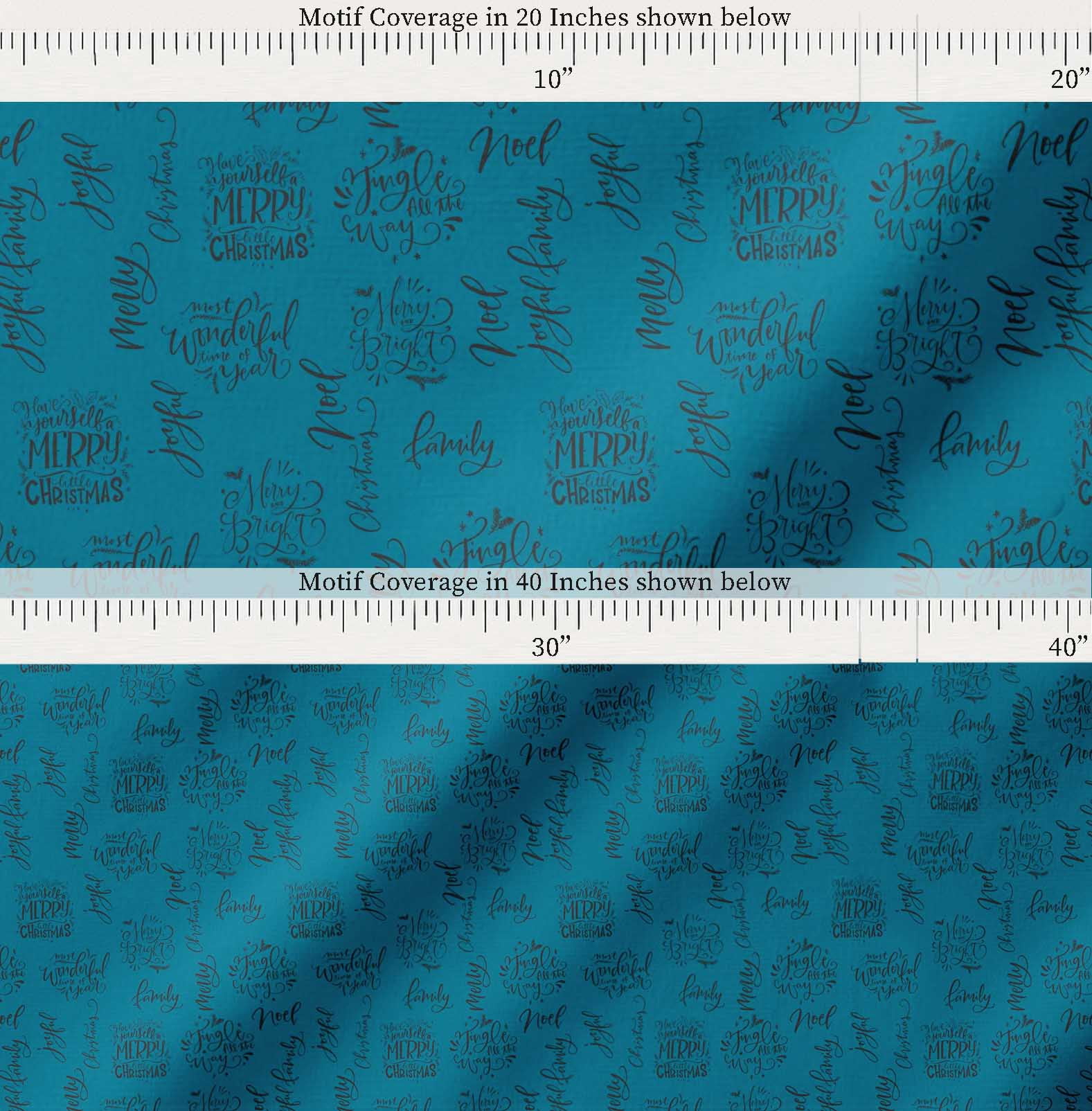 Soimoi Blue Cotton Cambric Fabric Merry Christmas Text Print Fabric by the Yard 42 Inch Wide