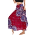 thumbnail image 4 of SWSMCLT Women's Summer Flowy Dress Hippie Indian Gypsy High Waist Long Skirts Boho Skirt Bohemian Maxi Floral Printed Tie Front Dresses Elastic Waist Red One Size, 4 of 5