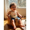 thumbnail image 4 of BemeyourBBs Toddler Baby Girls Summer Clothes Infant Baby Girl Denim Outfit Cute Bee Cake Ice Cream Floral Embroidery Ribbed Tank Vest Tops with Pockets Rolled Jeans Denim Shorts 2Pcs Set, 4 of 8