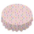 thumbnail image 2 of Easter and Mini Bunnies Light Pink Pattern Round Tablecloth 60", Wrinkle-Resistant Wipeable Cover for Kitchen, Dining, Picnic & Patio, 2 of 6