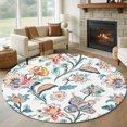 thumbnail image 2 of Rectangle Rug 5ft Area Rug, Retro Watercolor Flower Leaves Area Rugs for Living Room Bedroom, Abstract Floral Plant Floor Mat Non-Slip Non-Shedding Carpet Indoor Accent Rugs, 2 of 9