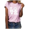 thumbnail image 2 of EQWLJWE Womens Love Paw Short Sleeve T-Shirt Dog Mom Funny Tees Letters Print O-Neck Casual Summer Tops Shirt, 2 of 4