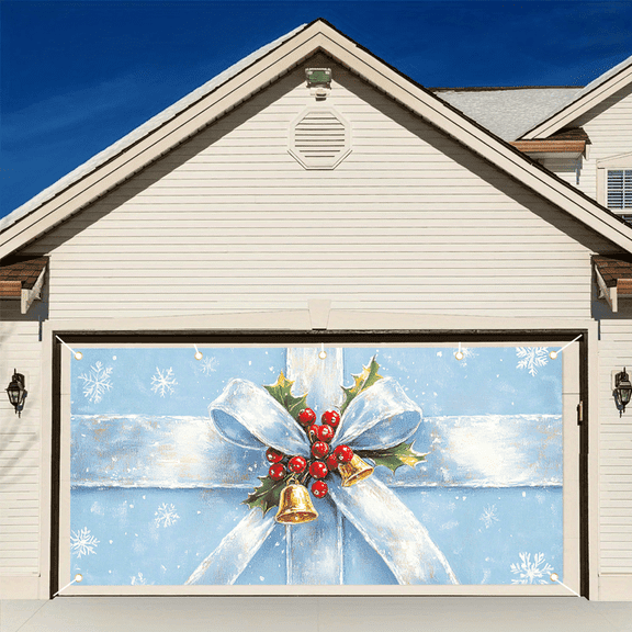 1 piece, Christmas garage door decoration, large banner for garage door cover, background for Christmas outdoor party photography, garage door mural (157.48 x70.87 inches)