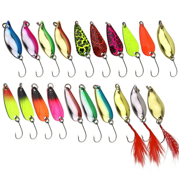 Peggybuy 20pcs Fishing Lures Sequin Spoon Baits Set With Zipper Tackle Storage Bag Other