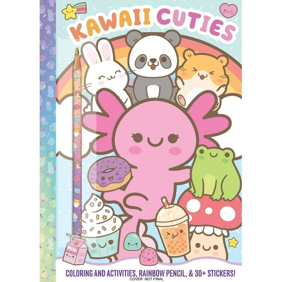 Kawaii Cuties: Coloring Book with Rainbow Pencil, 64 pages (Paperback)