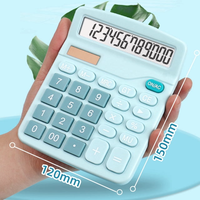 Calculadora de escritorio Calculadora estándar para estudiantes con energía solar y batería de 12 dígitos para oficina, escuela, hogar, negocios, azul