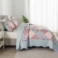 thumbnail image 4 of HoneiLife Quilt set Floral Blue & Pink Microfiber Quilt, Queen- Suitable for All Season (3 Count), 4 of 7