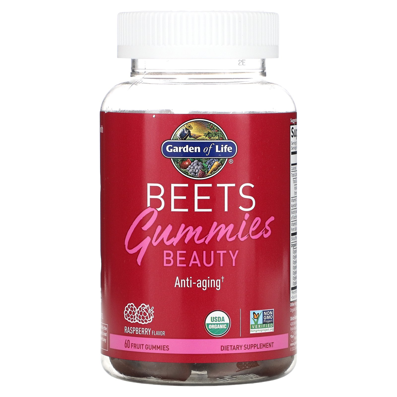 Beets Gummies Beauty, Raspberry, 60 Fruit Gummies, Garden of Life