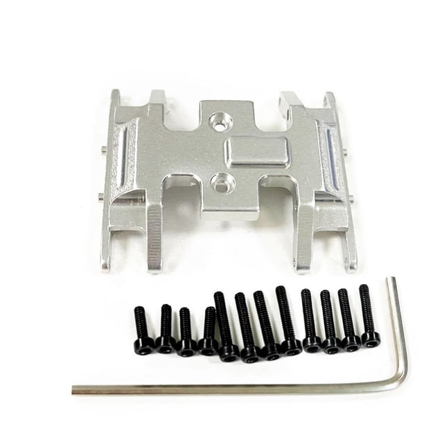 Vogacara Soporte de caja de cambios RC GOFFLOW, pieza de coche RC, placa de deslizamiento, soporte de caja de cambios para 1:24 AXIAL SCX24 Kits de construcción modelo Plata