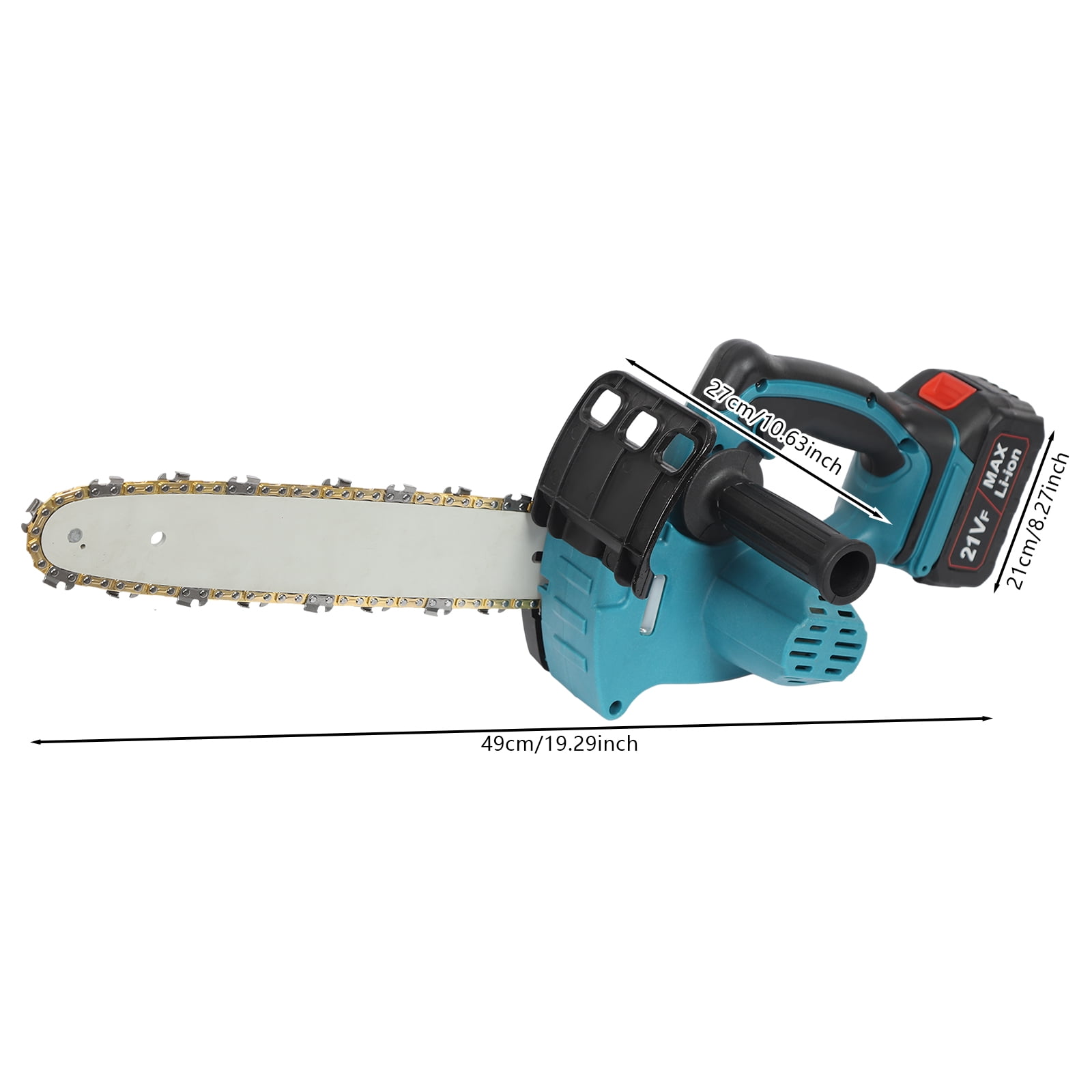 Lithium-Ion Electric Chainsaw with Sub-handle – SK5 Manganese Steel Chain, 32.81ft/s Cutting Speed, Blue – for Garden Pruning