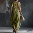thumbnail image 5 of biudgviw Women's Casual Loose Overalls Jumpsuits Pleated Sleeveless Tanks Baggy Long Pants Rompers with Multi Pockets for Beach Travel, 5 of 7
