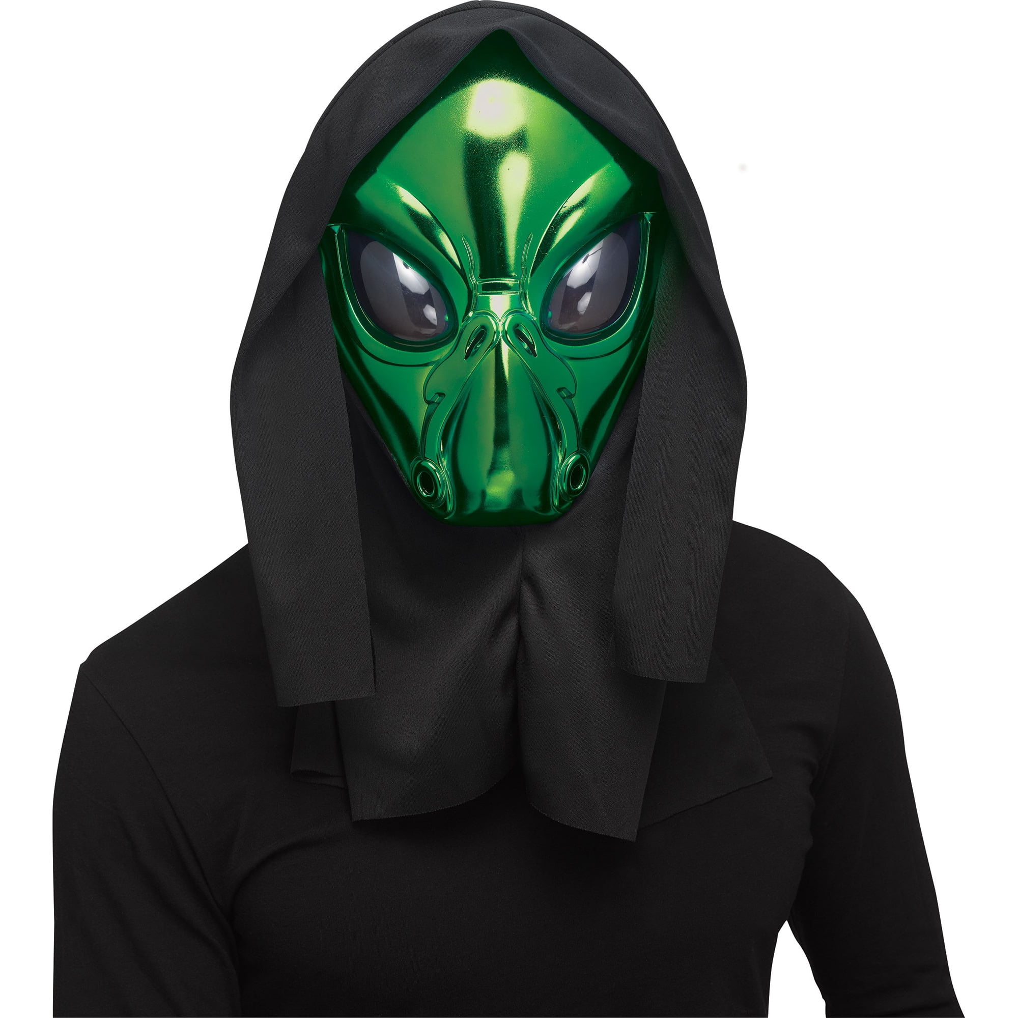 Fun World Halloween Metallic Hooded Alien Halloween Mask, OneSize