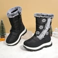 thumbnail image 5 of NAISIBABY Girls Snow Boots, Thick Sole Non Slip Faux Fur Lined Winter Warm Mid-Calf Outdoor Shoes Black 2(Big Kids), 5 of 7