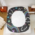 thumbnail image 5 of Castle Fairy Preppy Kids Teens Cartoon Rainbow Bed Sheets,Colorful Love Heart King Sheets, 5 of 7