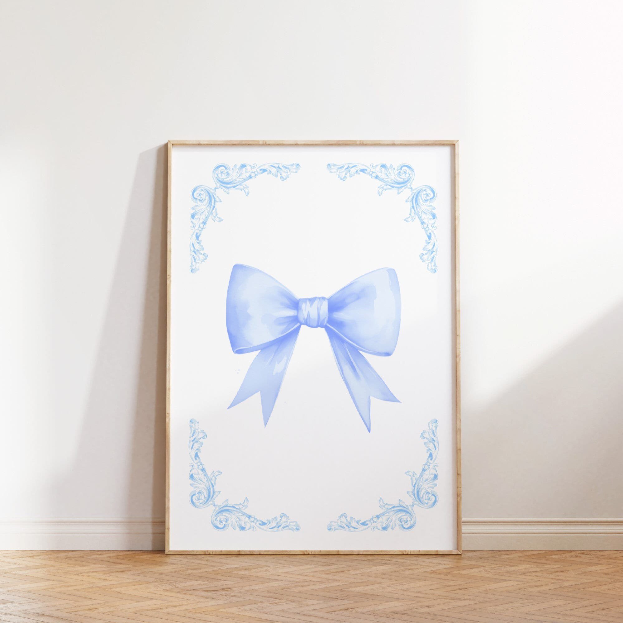 Blue Bow Print Granddaughter Aeesthetic Bow Wall Decor Children Bedroom Teen Room Decor College Apartment Decor Print Nursery Wall Art
