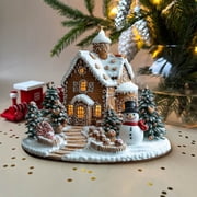 PEIBang Christmas Table Decorations,Snow House Decor Christmas Centerpiece,Christmas Village Houses for Home Kitchen