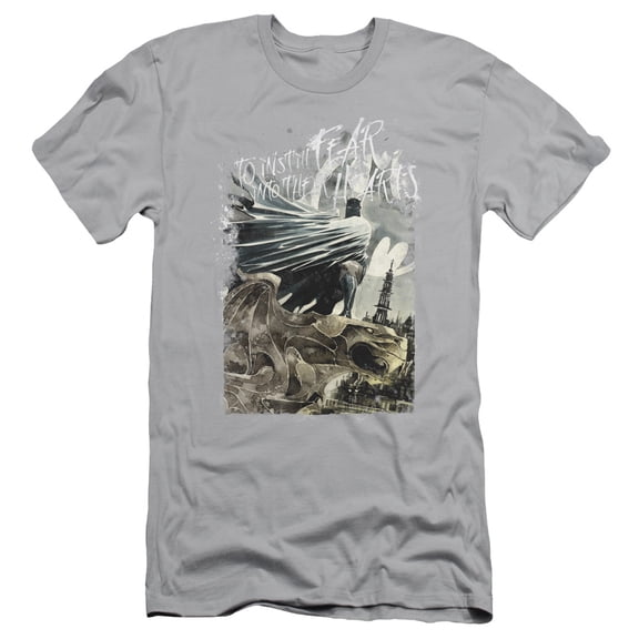 Batman Instill Fear S/S Adult 30/1 T-Shirt Silver
