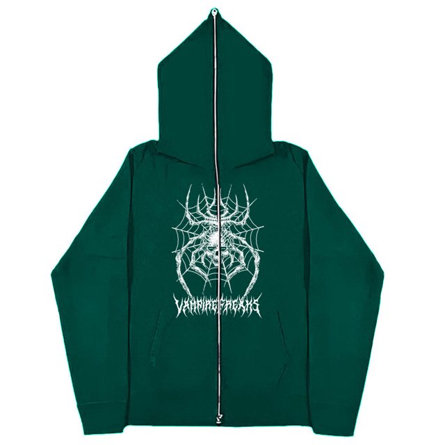Sudaderas informales con estampado de calavera Y2k para hombre y mujer, sudaderas con capucha góticas para parejas, sudadera con cremallera de talla grande Harajuku Y2k