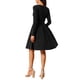 thumbnail image 3 of Vestido largo de manga larga para mujer INSPIRE CHIC, cuello redondo, suelto, corte A, con bolsillos, largo hasta la rodilla, color negro, 3 of 6