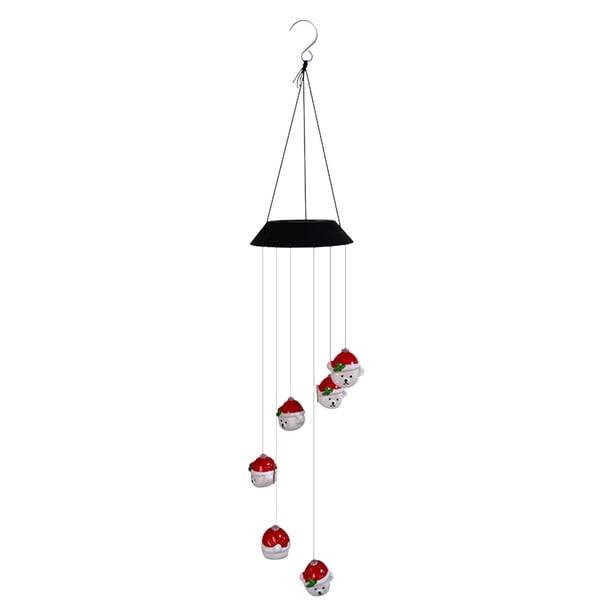 Fiudx Adornos Navideños Navidad Jardín Decoración Solar Solar Santa Claus Oso Viento Carillón Colgante