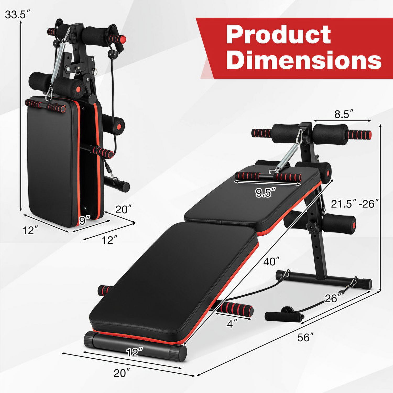OnlineGymShop CB24277 Fitness Adjustable Workout Sit up Bench