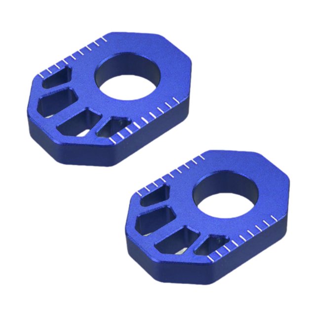 2 bloques de eje trasero para de cross, tensor de cadena de rueda trasera, ajustador de aluminio Azul