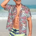 thumbnail image 4 of Uemuo Cartoon Hearts Printed Regular Fit Short Sleeve Casual Hawaiian Shirt for Men,Aloha shirt,Tropical shirt,Floral print shirt,Vacation Beach shirt-Large, 4 of 9