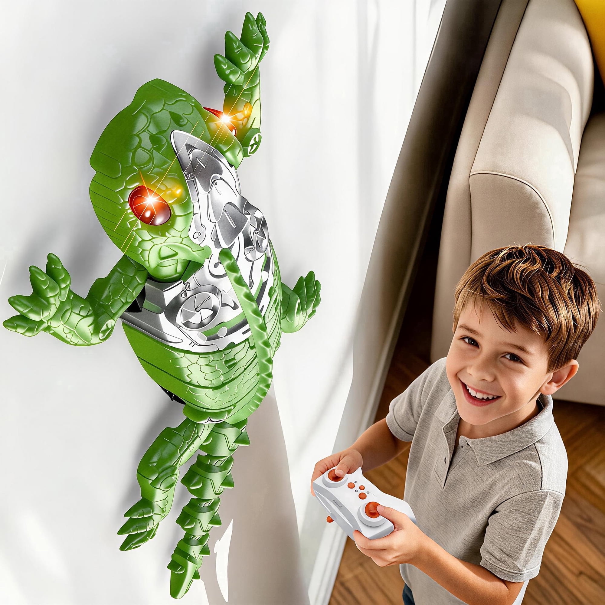 Remote Control Wall Climbing Robot Rechargeable RC Suction Crawler Toy with 360° Rotation & Dual Play Mode Fun Gift for Kids Boys Girls Age 3+ (Green)