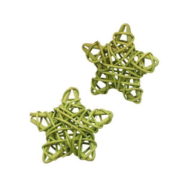 Leodye 2PCS Rattan Woven Five-pointed Star - Decorative Pendant & Pet Toy -2.36x2.36in