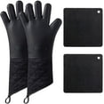 thumbnail image 1 of Manoplas de horno de silicona y agarraderas para ollas, sistemas de 4 piezas, guantes de horno resistentes al calor extralargos antideslizantes, 1 of 5