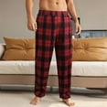 thumbnail image 5 of Havenx Men's Pajama Bottoms Matching ComfortSoft Cotton Pj Pants Comfy Bottoms Plaid ComfortSoft Cotton Plaid Pajama Pants Plus Size Fuzzy Drawstring Sleepwear,Wine M, 5 of 6
