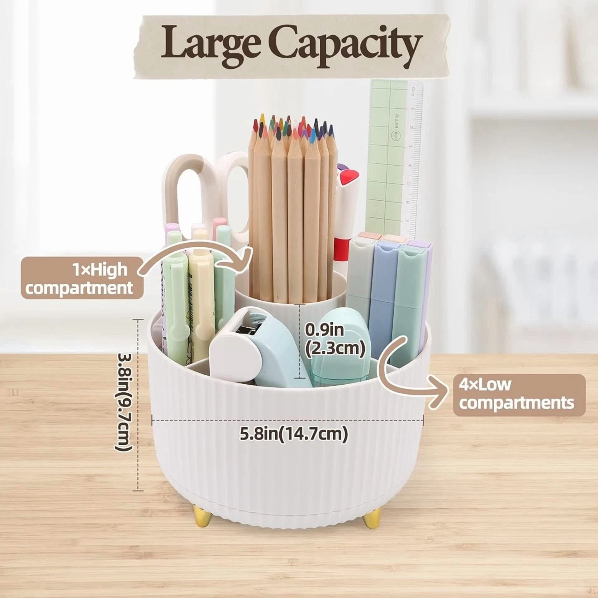 Desk Pen Holder 360° Rotating Cute Pencil Cup Pot,Desk Organizer And Accessories
