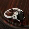 thumbnail image 4 of 8.05ctw Oval Shape Black Spinel 925 Sterling Silver Solitaire Accents Women Ring, 4 of 5
