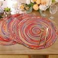 thumbnail image 3 of MeyJey 15" Braid Round Placemat Set of 6, Large Cotton Woven Non-Slip Placemat Set of 6 Heat Resistant Placemat 6 Piece, Rainbow, 3 of 11