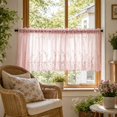 thumbnail image 4 of 54.8"X36"Boho Lace Window Curtain Valance Embroidered Solid Color Farmhouse Light Filtering Small Window Tier for Kitchen Living Room, 4 of 6