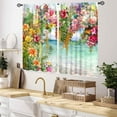 thumbnail image 2 of Floral Curtains for Kitchen, Watercolor Summer Spring Floral Blossom Colorful Botanical Nature Flower Small Short Cafe Window Drapery Treatments for Bedroom Living Room Bathroom 2 Panels, 55x39 Inch, 2 of 4