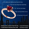 thumbnail image 2 of Gem Stone King 1.84 Ct Heart Shape Red Created Ruby 18K Rose Gold Plated Silver Ring, 2 of 6