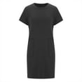 thumbnail image 5 of Kaemgyyd Womens Casual Mini Dress Soft Solid Color Short Sleeve Crew Neck T-Shirt Dresses Oversized Tunic Dress with Pockets, 5 of 6